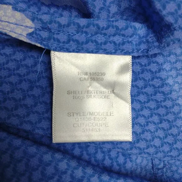 Equipment Femme blue butterfly long sleeve button up shirt blouse ladies Large - Picture 7 of 7